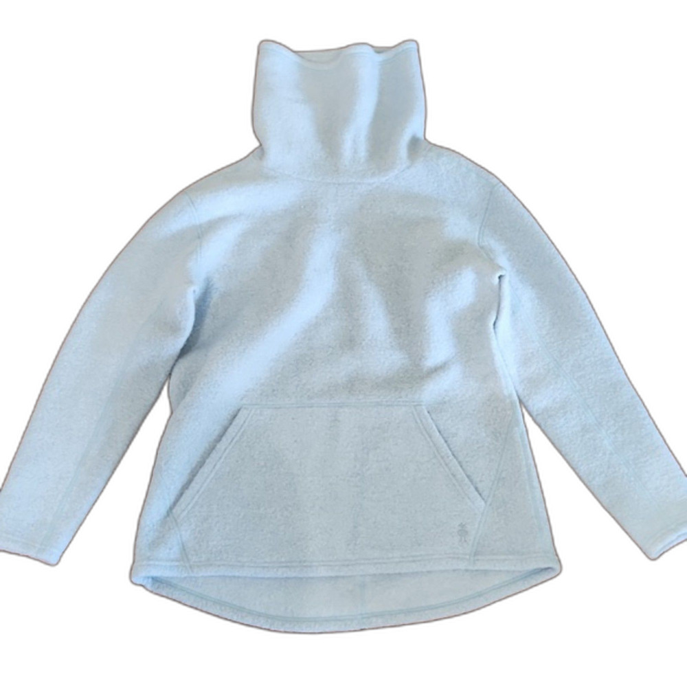 Smartwool Women's Hudson Trail Merino Wool Fleece Pullover, Light Blue, Size L - Picture 4 of 9
